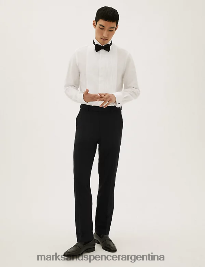 Marks & Spencer hombres pantalones de traje elásticos de corte regular ropa negro 46VL6054