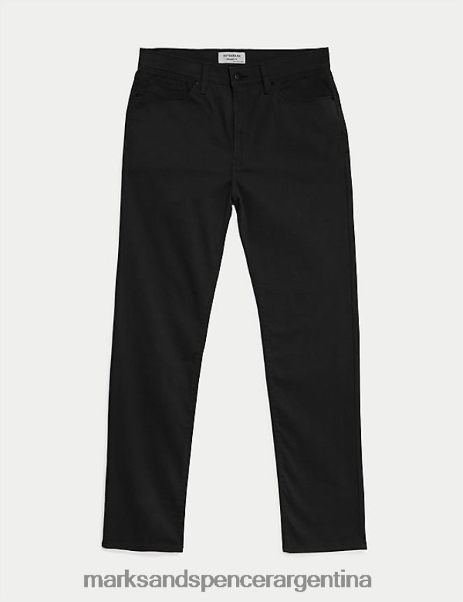 Marks & Spencer hombres pantalones italianos de corte recto con 5 bolsillos ropa negro 46VL6214