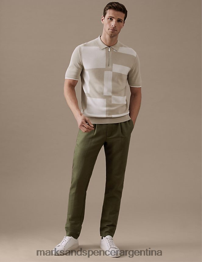 Marks & Spencer hombres pantalones tapered en mezcla de lino ropa lunar 46VL5792