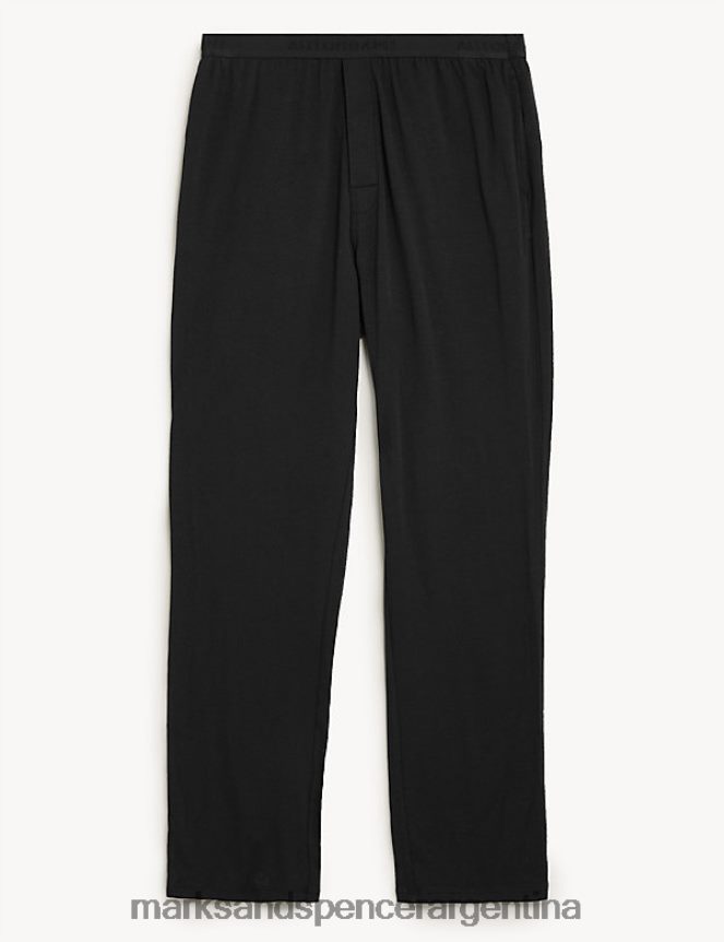 Marks & Spencer hombres Pantalones de pijama supersuaves en mezcla de algodón Supima ropa negro 46VL7072