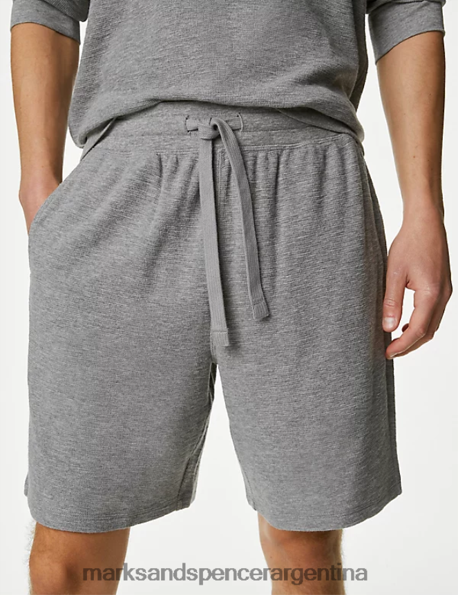 Marks & Spencer hombres pantalones cortos de estar por casa de puro algodón ropa marga gris 46VL7284