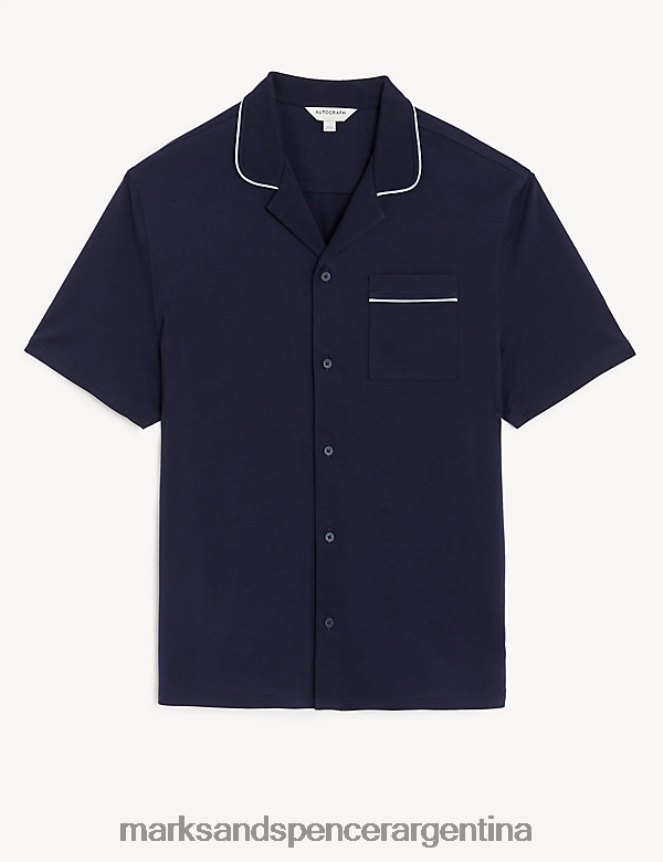 Marks & Spencer hombres top de pijama de puro algodón ropa Armada 46VL6558