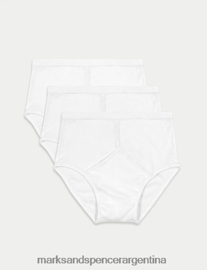 Marks & Spencer hombres Pack de 3 calzoncillos Staynew de puro algodón ropa blanco 46VL4876