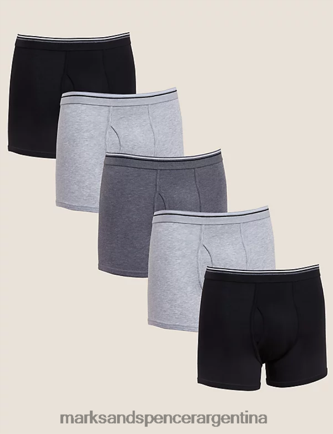 Marks & Spencer hombres Pack de 5 calzoncillos de algodón elástico Cool & Fresh ropa mezcla gris 46VL5706