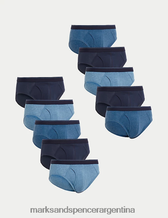 Marks & Spencer hombres Paquete de 10 calzoncillos frescos y elásticos. ropa mezcla azul marino 46VL5180