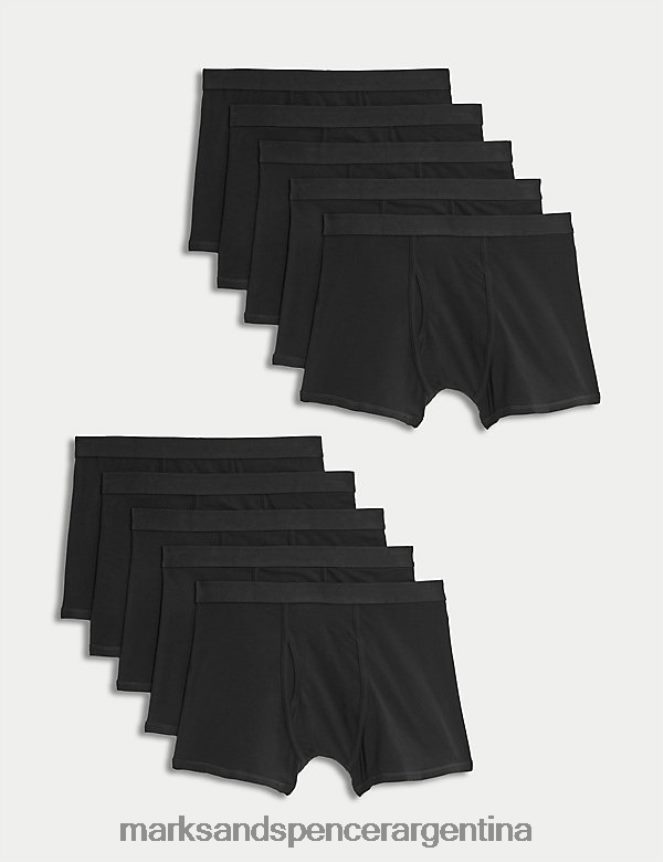 Marks & Spencer hombres Paquete de 10 calzoncillos frescos y frescos de algodón elástico ropa negro 46VL4794
