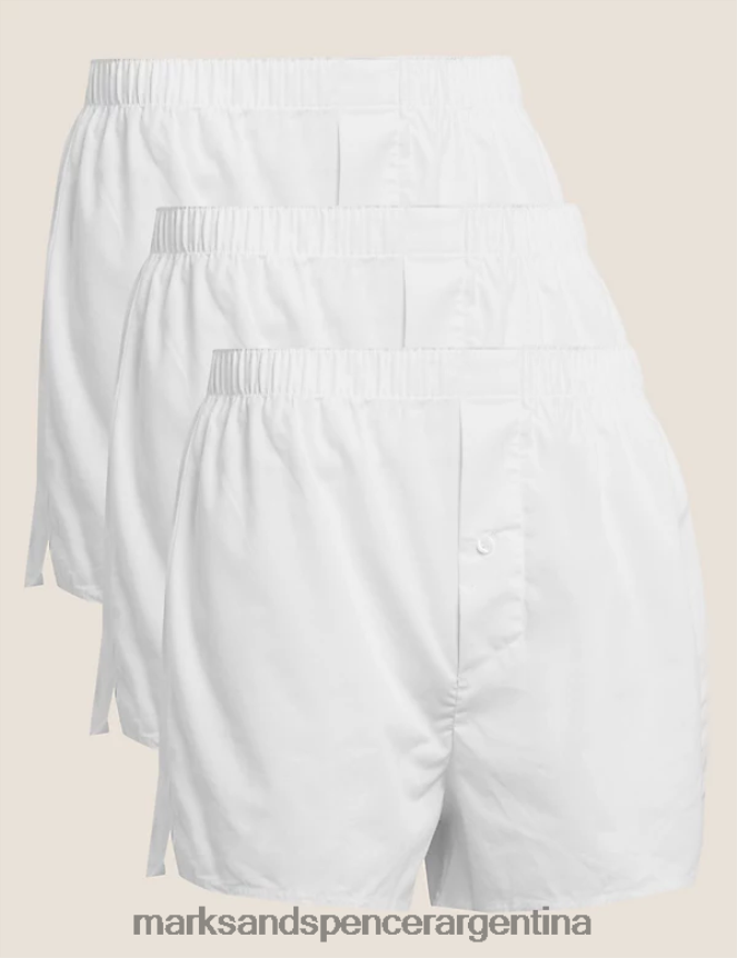 Marks & Spencer hombres Paquete de 3 bóxers tejidos de puro algodón ropa blanco 46VL6318