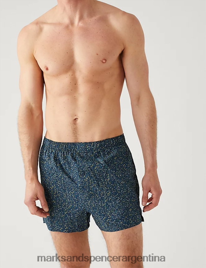 Marks & Spencer hombres Paquete de 3 boxers tejidos de puro algodón en surtido ropa martín pescador 46VL4900