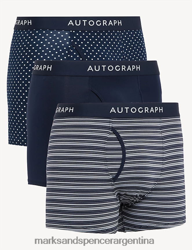 Marks & Spencer hombres Paquete de 3 calzoncillos con estampados variados ropa Armada 46VL6786