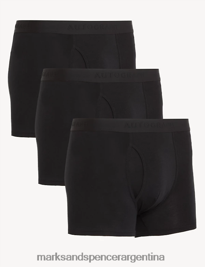 Marks & Spencer hombres Paquete de 3 calzoncillos de mezcla de algodón supima ropa negro 46VL5870