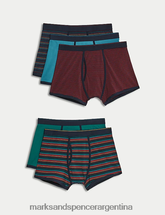 Marks & Spencer hombres Paquete de 5 calzoncillos frescos y ricos en algodón ropa botella verde 46VL4736