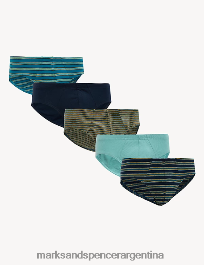 Marks & Spencer hombres Paquete de 5 combinaciones frescas y frescas de puro algodón ropa Armada 46VL4982