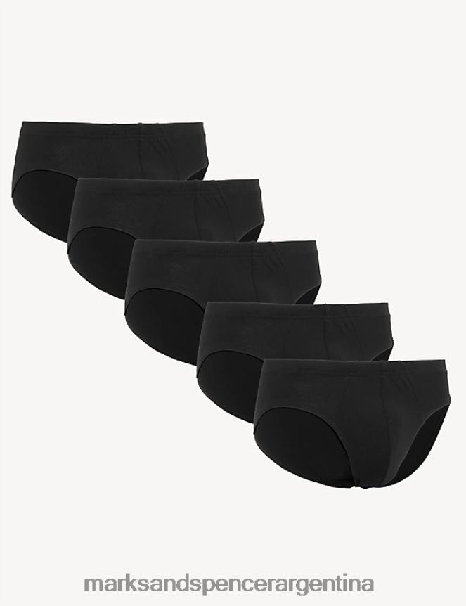 Marks & Spencer hombres Paquete de 5 combinaciones frescas y frescas de puro algodón ropa negro 46VL7544