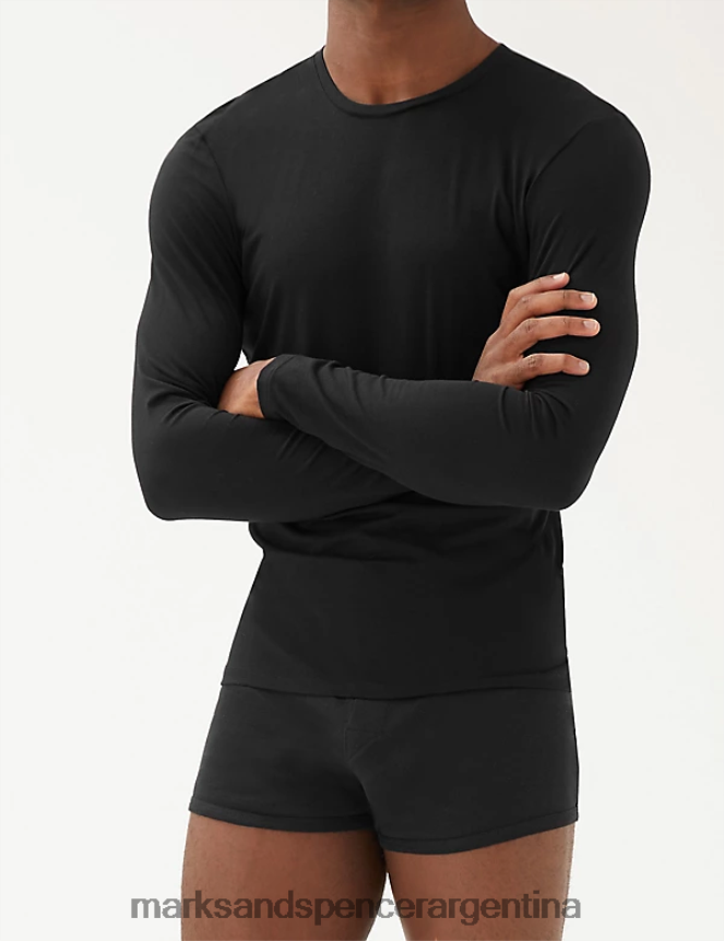 Marks & Spencer hombres chaleco de manga larga en mezcla de algodón supima ropa negro 46VL6528