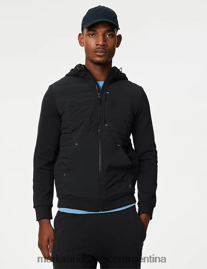 Marks & Spencer hombres sudadera con capucha acolchada go easy ropa negro 46VL6420