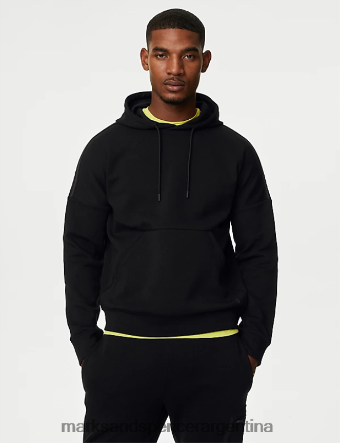 Marks & Spencer hombres sudadera con capucha de manga larga rica en algodón ropa negro 46VL6612