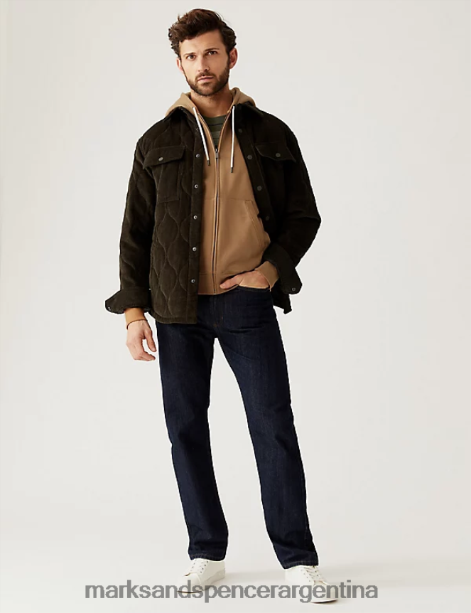Marks & Spencer hombres sudadera con capucha de puro algodón ropa bronce claro 46VL7538