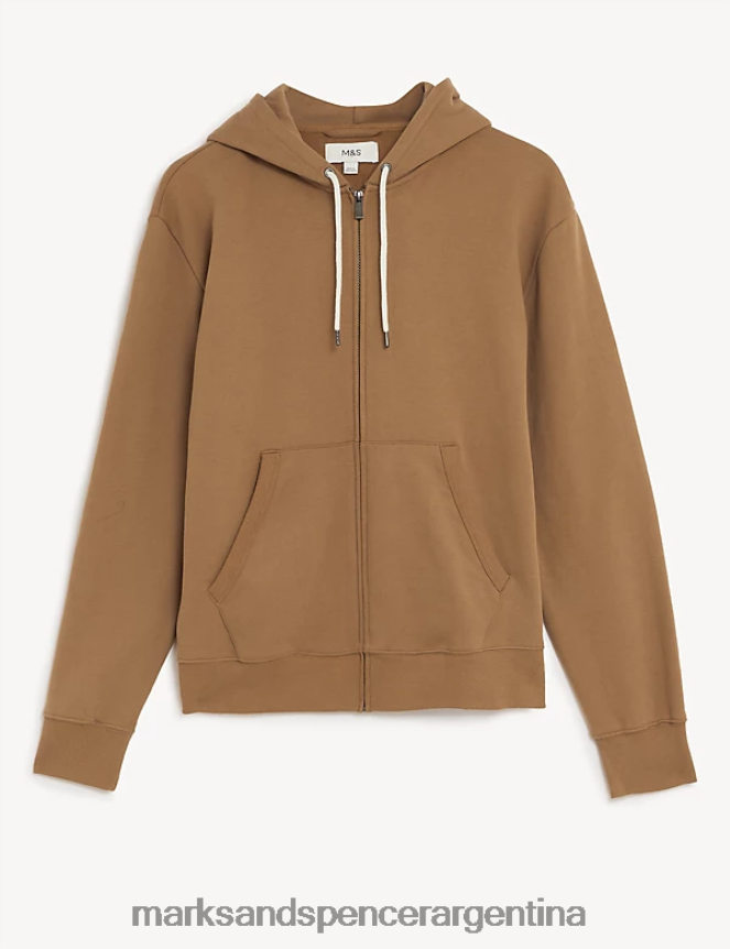 Marks & Spencer hombres sudadera con capucha de puro algodón ropa bronce claro 46VL7538
