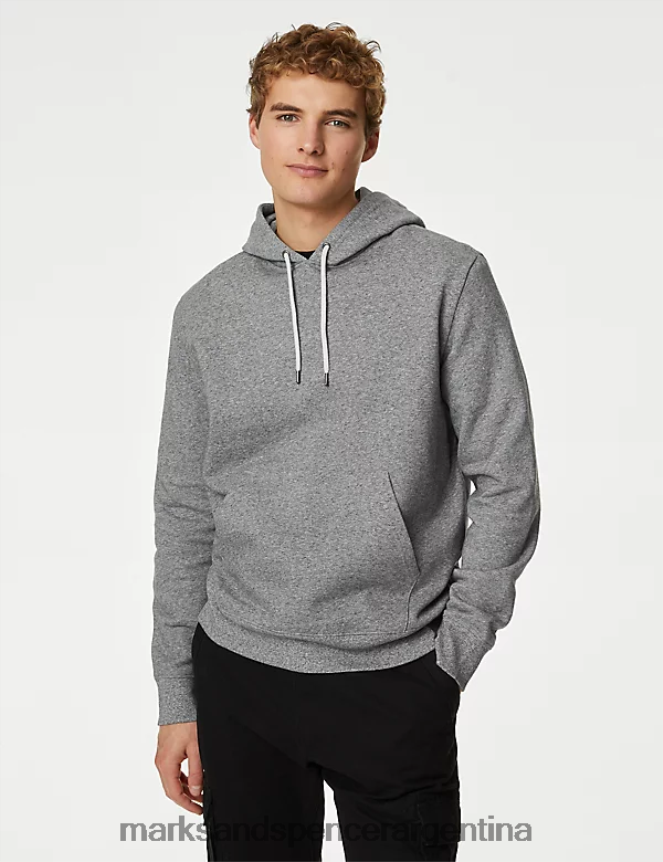 Marks & Spencer hombres sudadera con capucha de puro algodón ropa gris 46VL6272