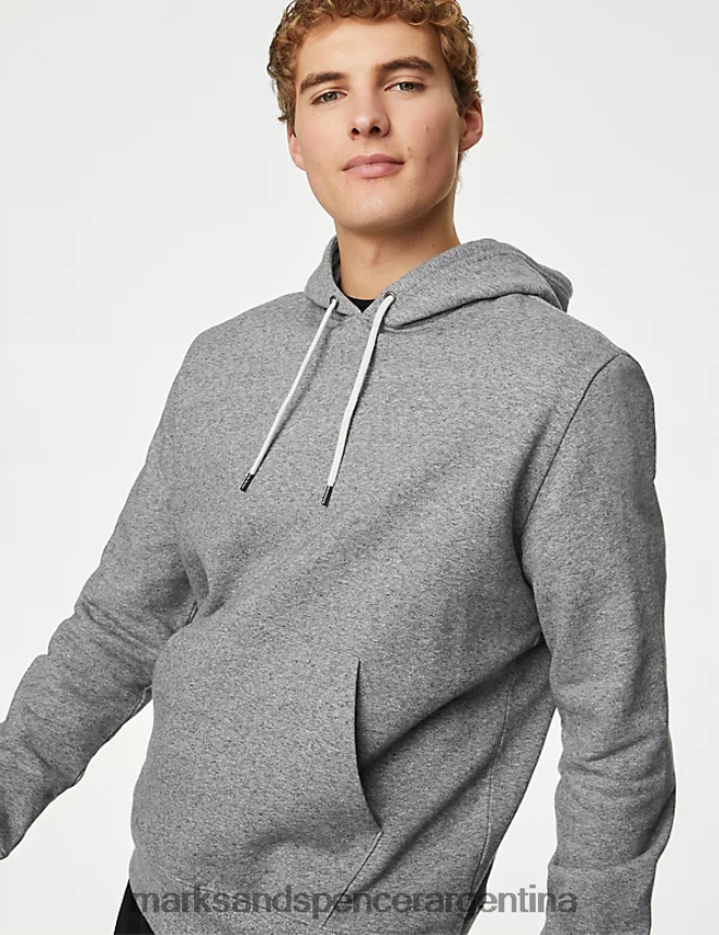 Marks & Spencer hombres sudadera con capucha de puro algodón ropa gris 46VL6272