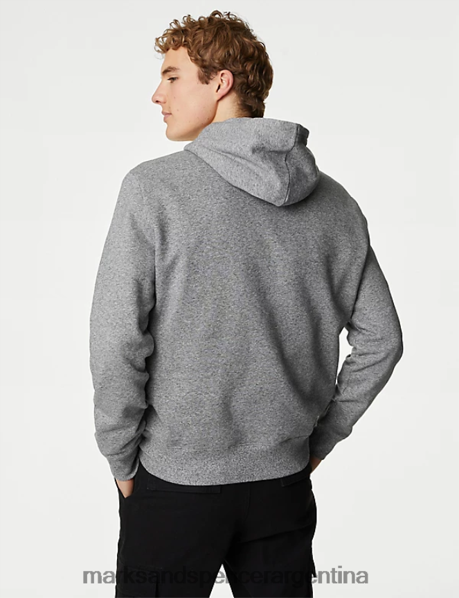 Marks & Spencer hombres sudadera con capucha de puro algodón ropa gris 46VL6272