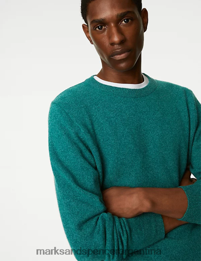 Marks & Spencer hombres jersey con cuello redondo en pura lana de cordero extrafina ropa Esmeralda 46VL7392