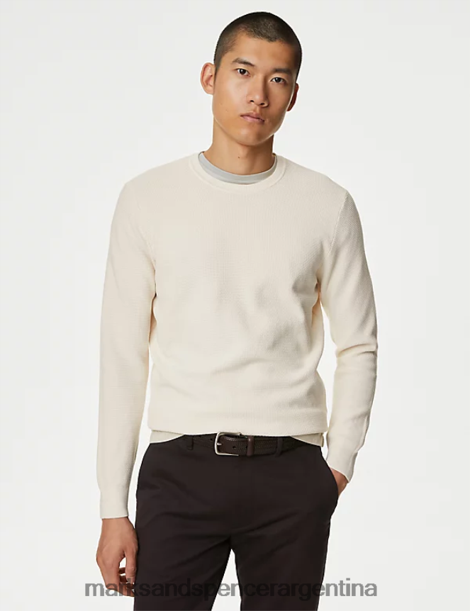 Marks & Spencer hombres jersey de cuello redondo de puro algodón supima ropa neutral 46VL6960