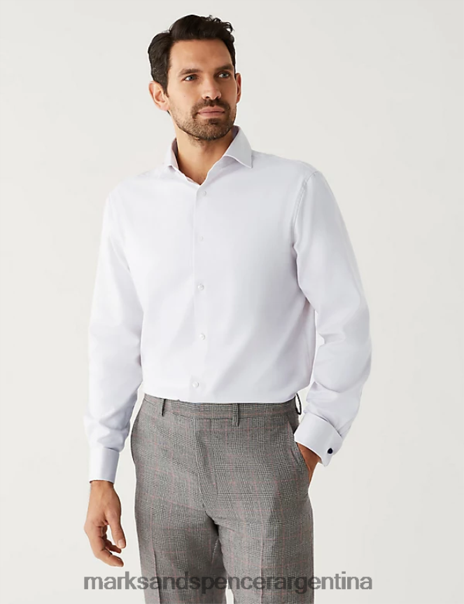 Marks & Spencer hombres Camisa regular fit de puro algodón con diseño de espiguilla ropa neutral 46VL6400