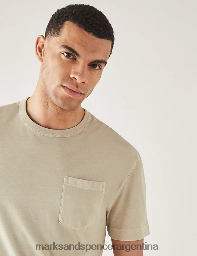 Marks & Spencer hombres Camiseta holgada de puro algodón con cuello redondo ropa crudo 46VL6988