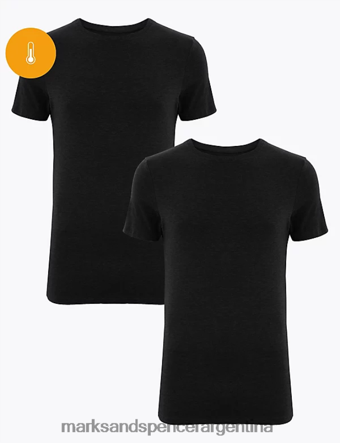 Marks & Spencer hombres Pack de 2 tops térmicos ligeros de manga corta Heatgen ropa negro 46VL7340