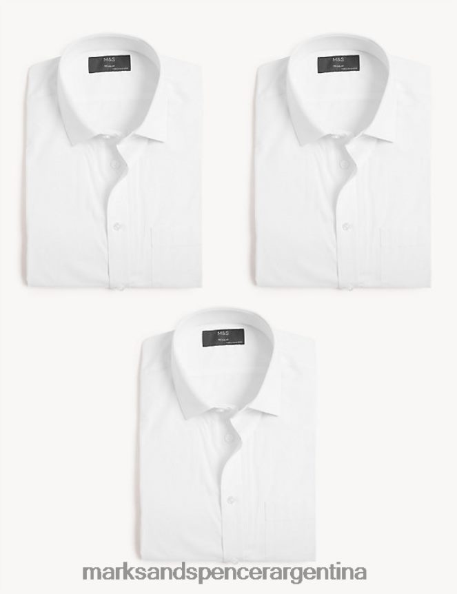 Marks & Spencer hombres Paquete de 3 camisas de manga corta con ajuste regular ropa blanco 46VL5848
