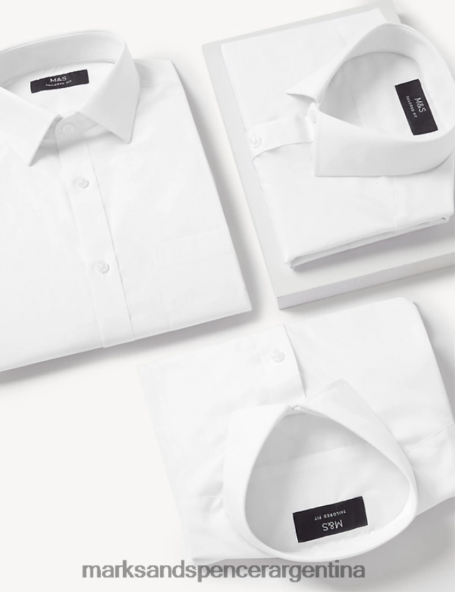 Marks & Spencer hombres Paquete de 3 camisas de manga corta con corte entallado ropa blanco 46VL7016
