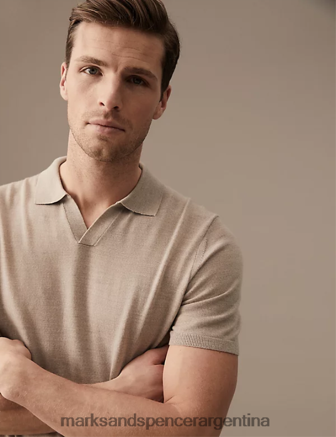 Marks & Spencer hombres Polo de punto de pura lana merino extrafina ropa luz natural 46VL6566