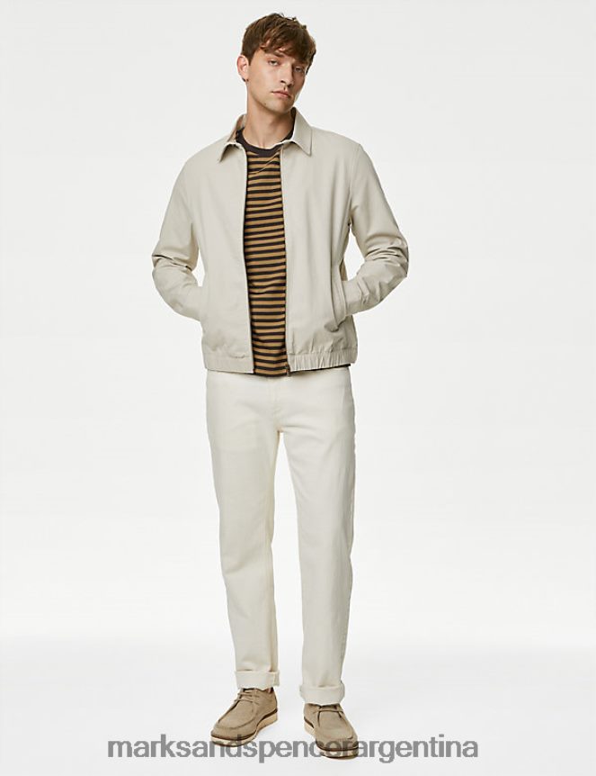 Marks & Spencer hombres camiseta a rayas de puro algodón ropa bronce 46VL6784