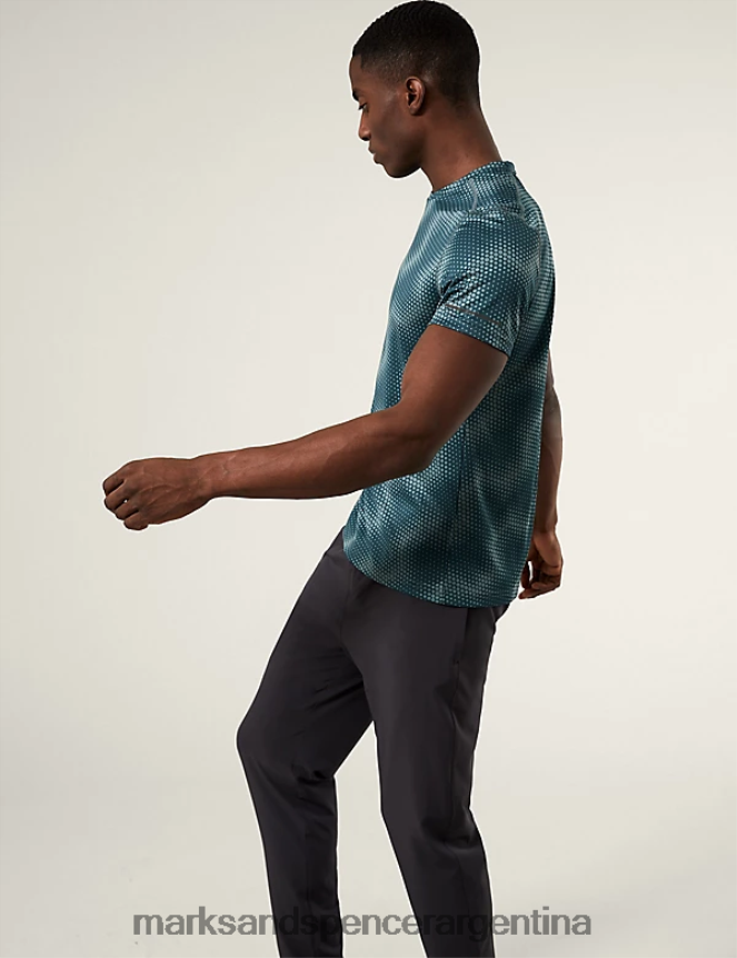 Marks & Spencer hombres camiseta de entrenamiento estampada ropa verde ahumado 46VL6380