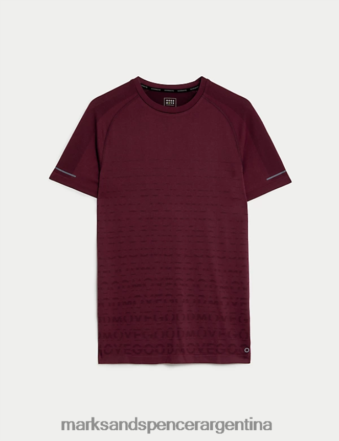 Marks & Spencer hombres camiseta de entrenamiento estampada sin costuras ropa burdeos oscuro 46VL5782