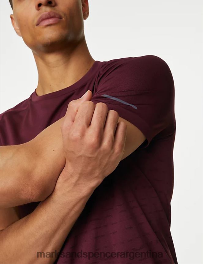 Marks & Spencer hombres camiseta de entrenamiento estampada sin costuras ropa burdeos oscuro 46VL5782