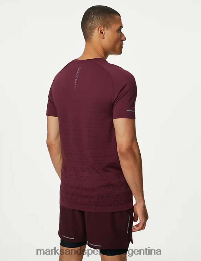 Marks & Spencer hombres camiseta de entrenamiento estampada sin costuras ropa burdeos oscuro 46VL5782