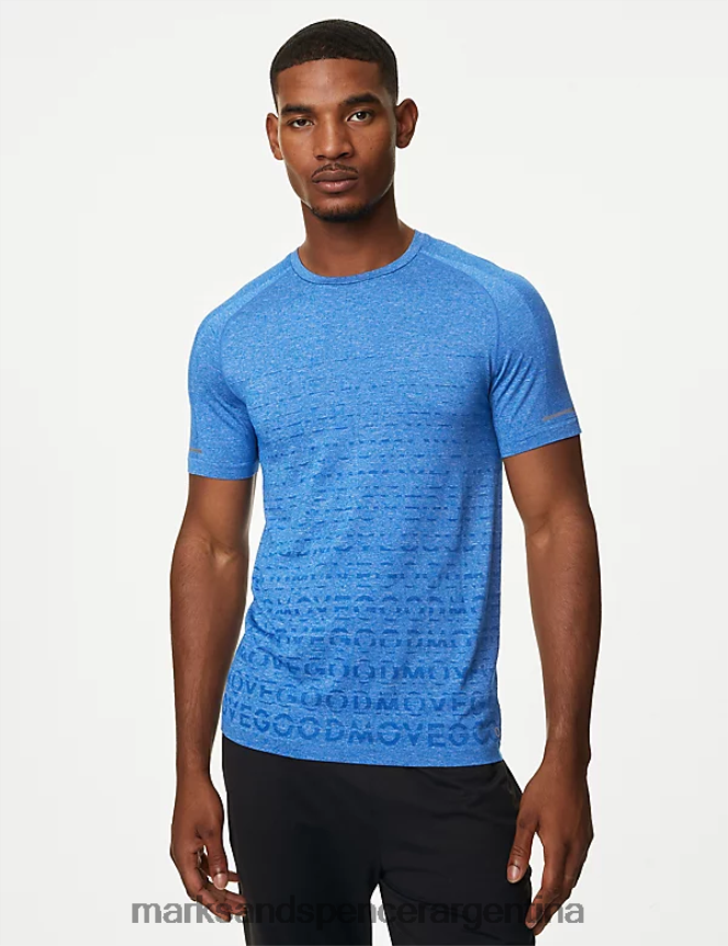Marks & Spencer hombres camiseta de entrenamiento estampada sin costuras ropa cobalto 46VL5390