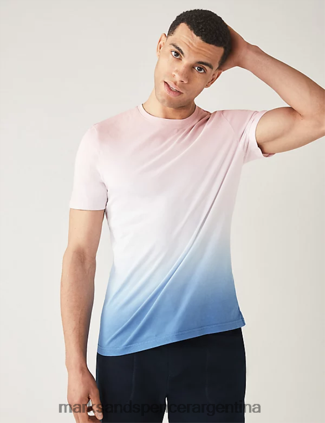 Marks & Spencer hombres camiseta de puro algodón con degradado ropa mezcla azul 46VL5928