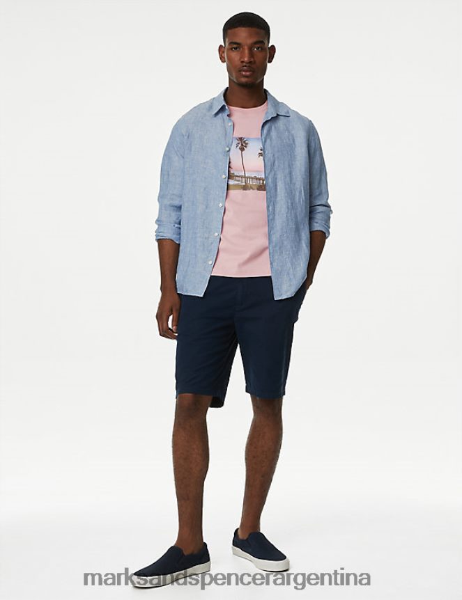 Marks & Spencer hombres camiseta de puro algodón con gráfico de palmera ropa rosa 46VL6208