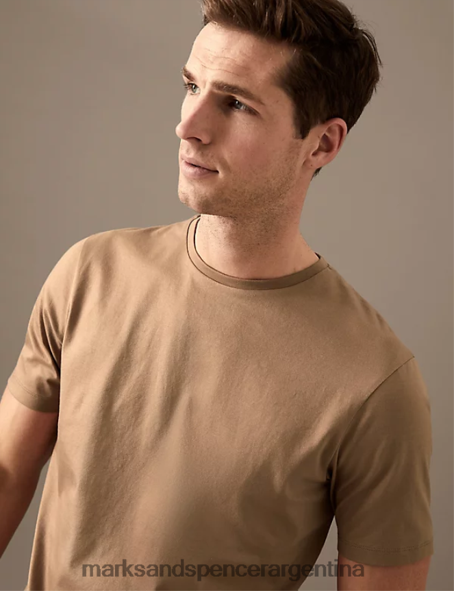 Marks & Spencer hombres camiseta de puro algodón supima ropa bronce suave 46VL6302