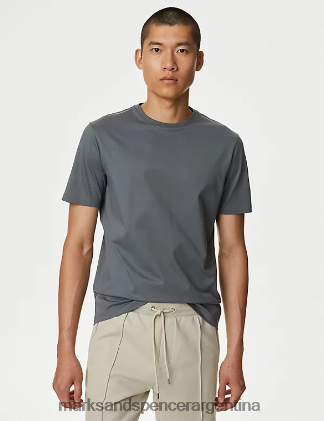 Marks & Spencer hombres camiseta de puro algodón supima ropa carbón 46VL6306