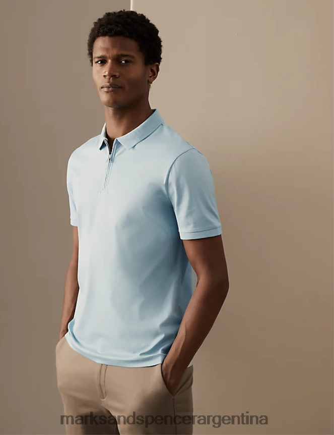 Marks & Spencer hombres polo con cremallera de puro algodón supima ropa Huevo de pato 46VL6006