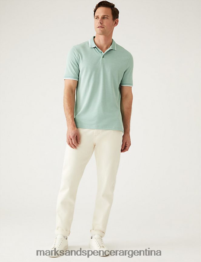 Marks & Spencer hombres polo con cuello con ribetes en modal ropa verde fresco 46VL6396