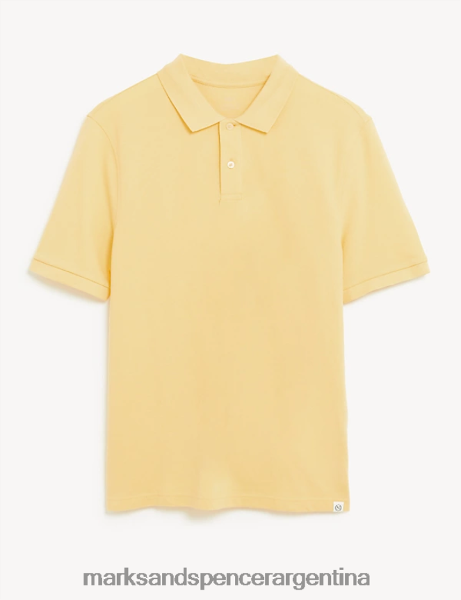 Marks & Spencer hombres polo de piqué de puro algodón ropa amarillo suave 46VL198