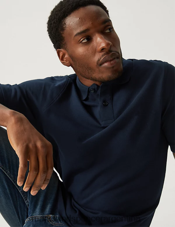 Marks & Spencer hombres polo de piqué de puro algodón ropa azul marino oscuro 46VL8