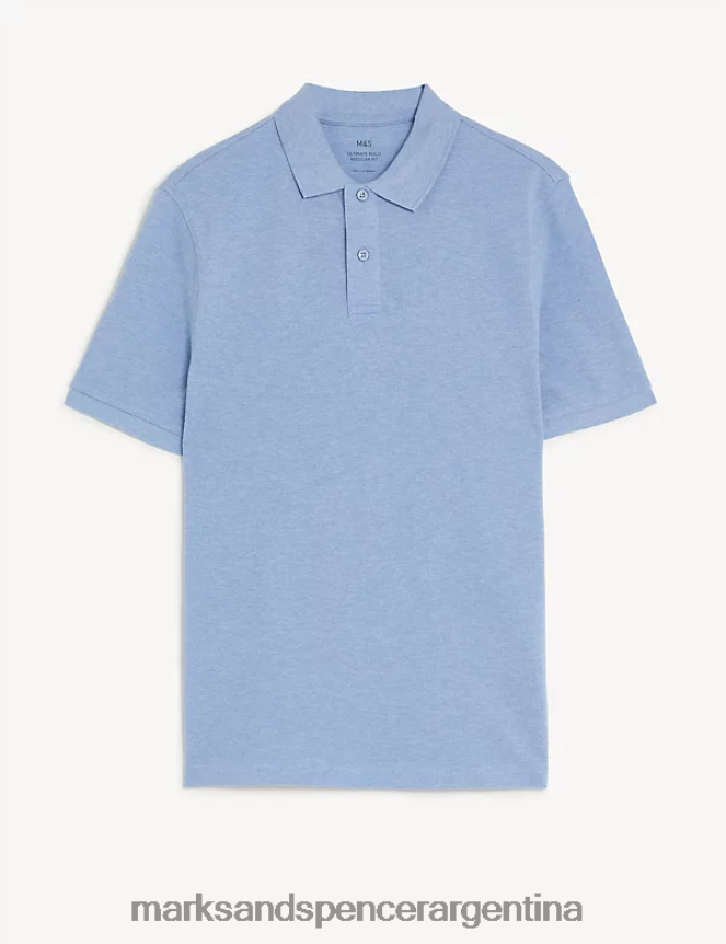Marks & Spencer hombres polo de piqué de puro algodón ropa azul pálido 46VL190