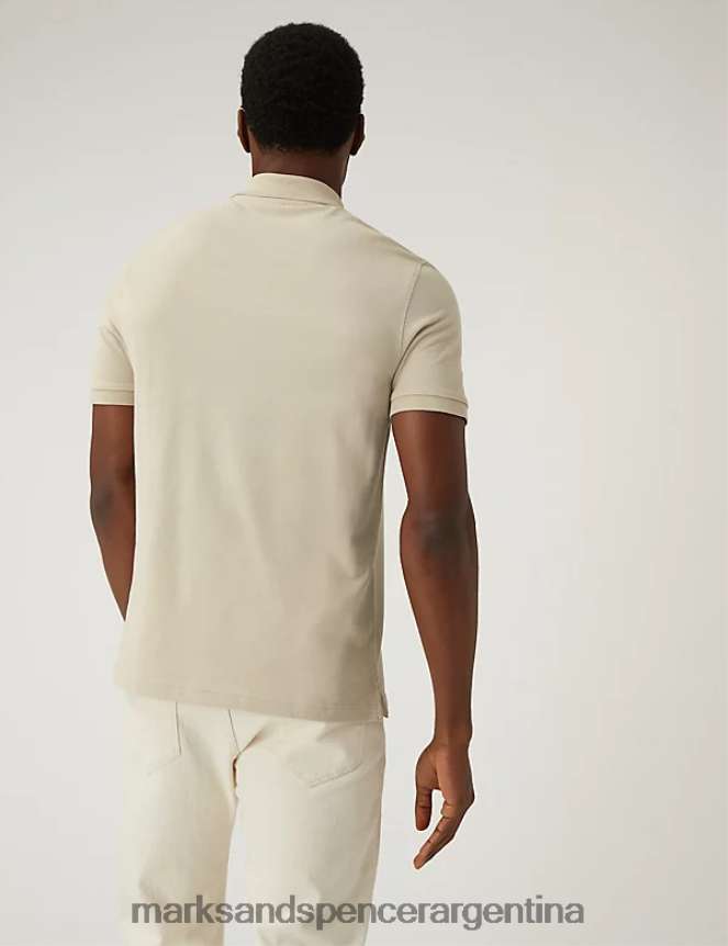 Marks & Spencer hombres polo de piqué de puro algodón ropa beige 46VL202
