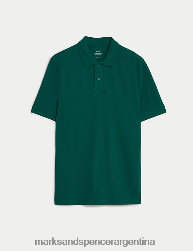 Marks & Spencer hombres polo de piqué de puro algodón ropa cazador verde 46VL214